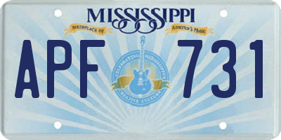 MS license plate APF731