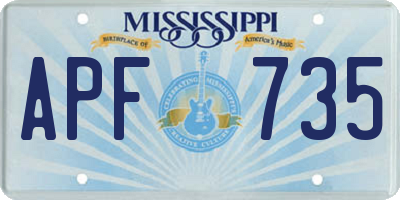MS license plate APF735