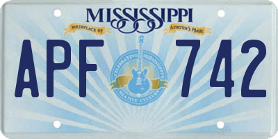 MS license plate APF742