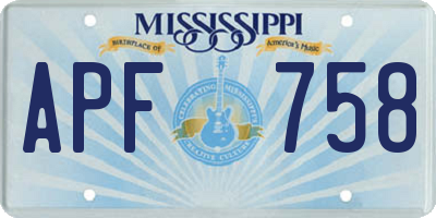 MS license plate APF758
