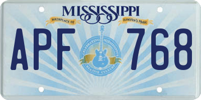 MS license plate APF768