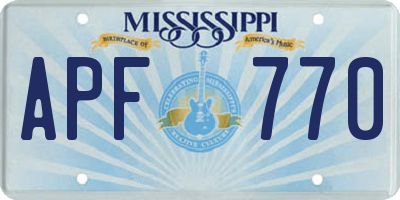 MS license plate APF770