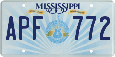 MS license plate APF772