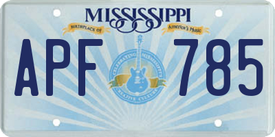 MS license plate APF785