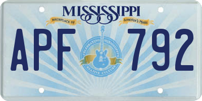 MS license plate APF792