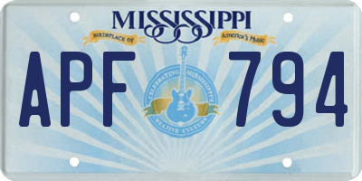 MS license plate APF794