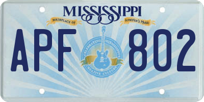 MS license plate APF802