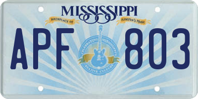 MS license plate APF803
