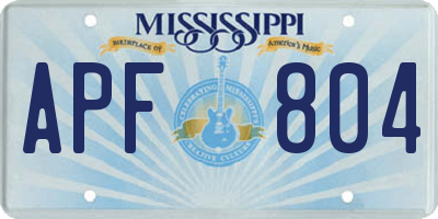 MS license plate APF804