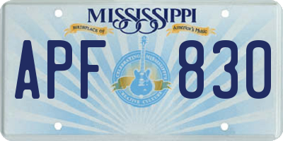 MS license plate APF830