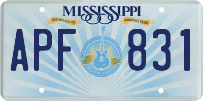 MS license plate APF831