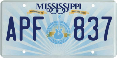 MS license plate APF837