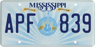 MS license plate APF839