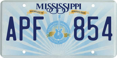MS license plate APF854