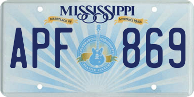 MS license plate APF869