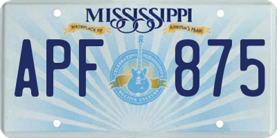 MS license plate APF875