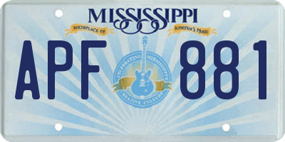 MS license plate APF881