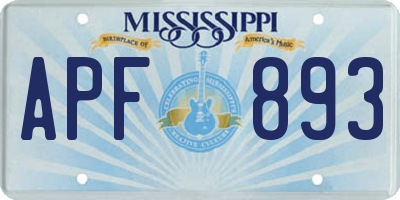 MS license plate APF893