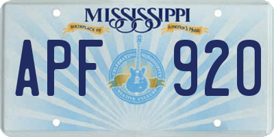 MS license plate APF920