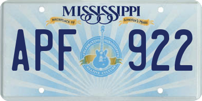 MS license plate APF922