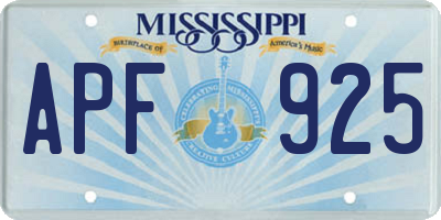 MS license plate APF925
