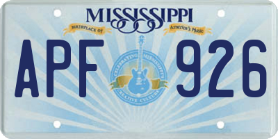 MS license plate APF926