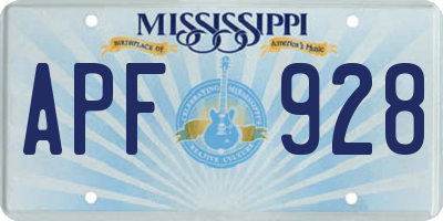 MS license plate APF928