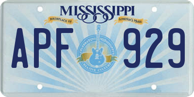 MS license plate APF929