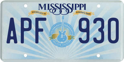 MS license plate APF930