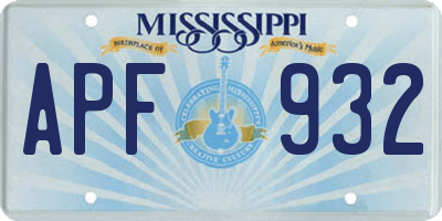 MS license plate APF932
