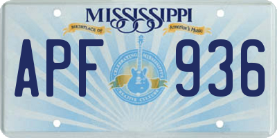 MS license plate APF936