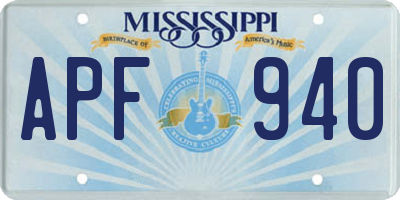 MS license plate APF940