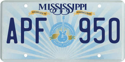 MS license plate APF950