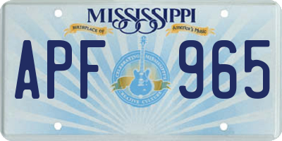 MS license plate APF965