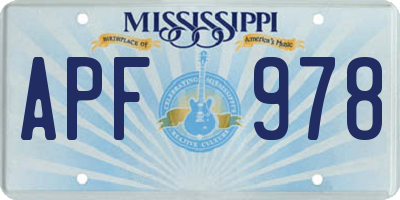 MS license plate APF978