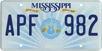 MS license plate APF982