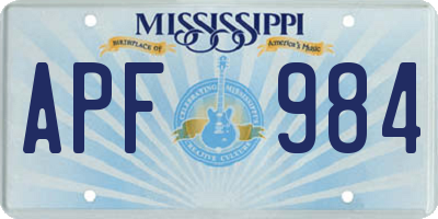 MS license plate APF984