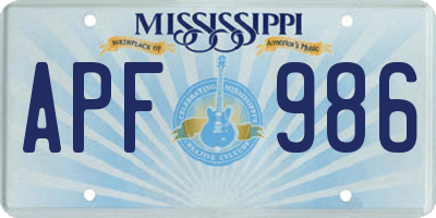MS license plate APF986