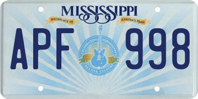 MS license plate APF998