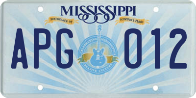 MS license plate APG012
