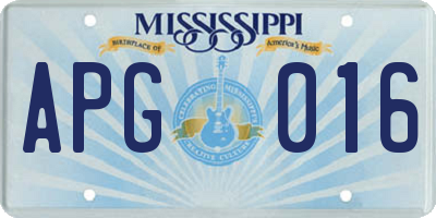 MS license plate APG016