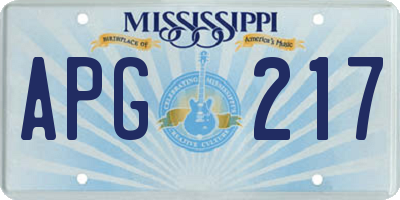 MS license plate APG217
