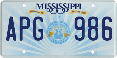 MS license plate APG986