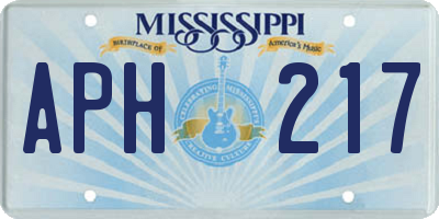 MS license plate APH217
