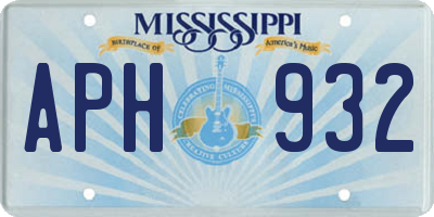 MS license plate APH932