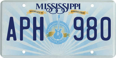 MS license plate APH980