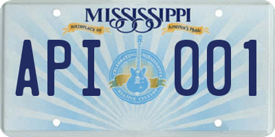 MS license plate API001