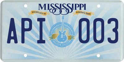 MS license plate API003