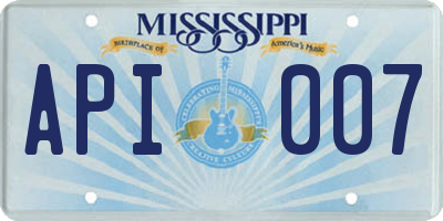 MS license plate API007