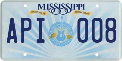 MS license plate API008